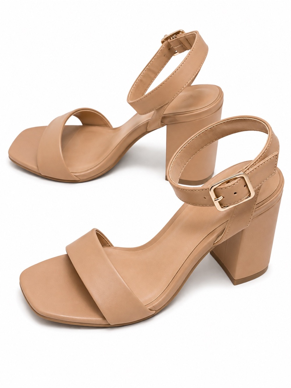 a new day Tan Block Heel Ankle-Strap Sandals